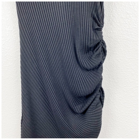 LNA Black‎ Ribbed Asymmetric Ruched Dress Size Small - Picture 8 of 10